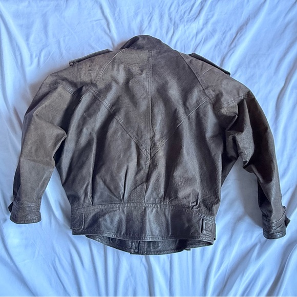 Vintage BB Dakota Pret a Porter Cuir 1980s Brown Leather Jacket Used Cond. Sz Sm - Picture 2 of 9